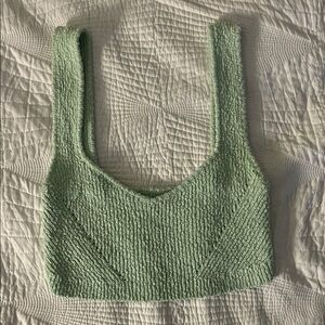 Urban Outfitters Mint Green Textured Crop Top